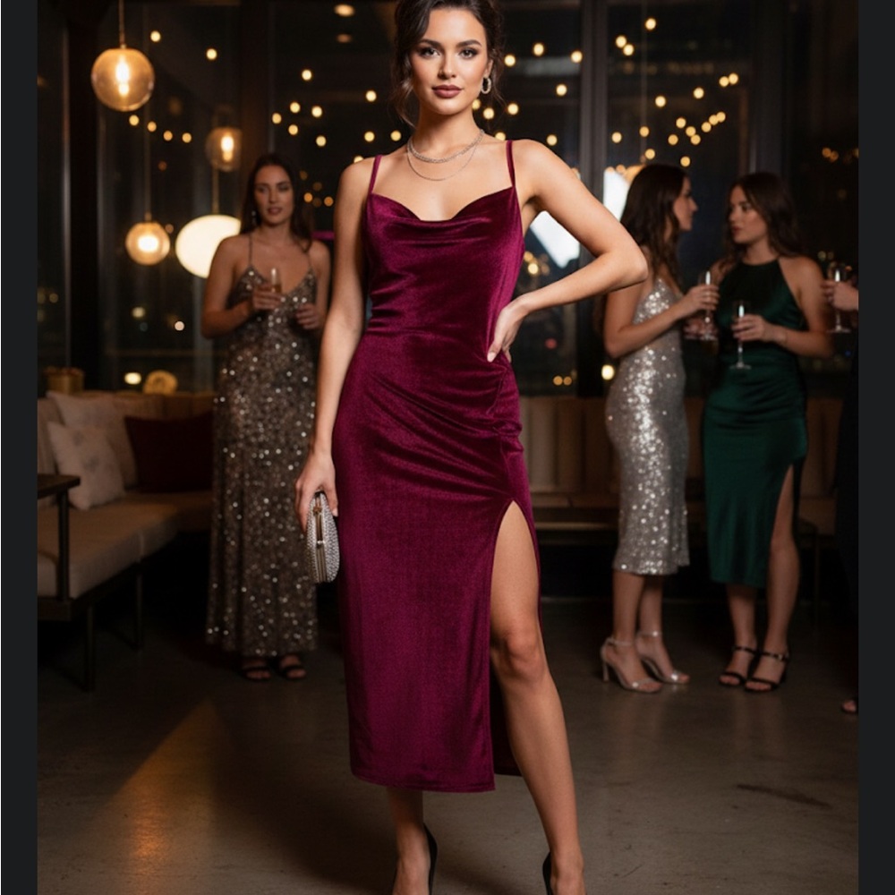 Elegant Burgundy Evening Dress --Women's Small